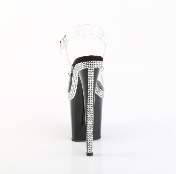 FLAMINGO-808MLS Plateau Sandaletten Schwarz Lack Strass von Pleaser – Ansicht 4