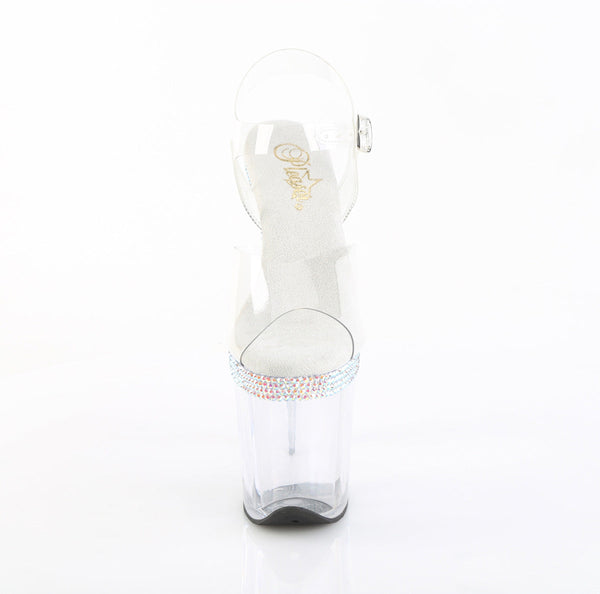 FLAMINGO-808MLS Plateau Sandaletten Transparent Strass von Pleaser – Ansicht 2