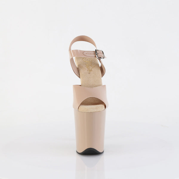 FLAMINGO-808N Plateau Sandaletten Beige Lack von Pleaser – Ansicht 2