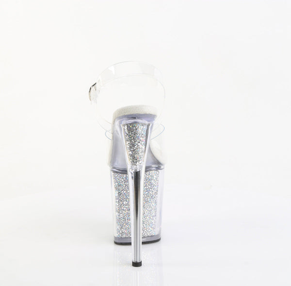 FLAMINGO-808PREM-RSI Plateau Sandaletten Glitzer/ Transparent von Pleaser – Ansicht 4
