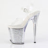 FLAMINGO-808RSI Plateau Sandaletten Silber/Transparent Glitzer von Pleaser – Ansicht 3