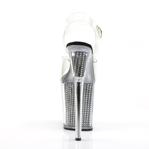 FLAMINGO-808SRS Plateau Sandaletten Silber Strass von Pleaser – Ansicht 4