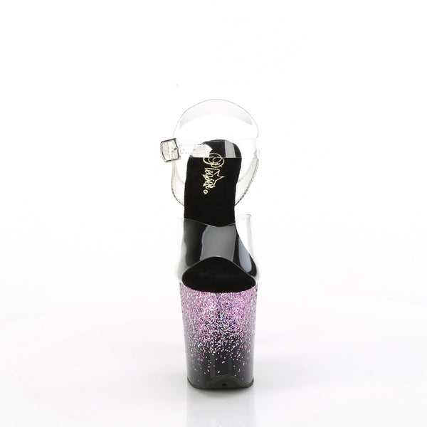 FLAMINGO-808SS Plateau Sandaletten Schwarz/Pink Glitzer von Pleaser – Ansicht 2