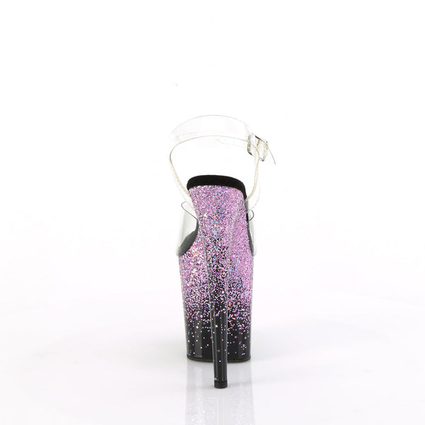 FLAMINGO-808SS Plateau Sandaletten Schwarz/Pink Glitzer von Pleaser – Ansicht 4
