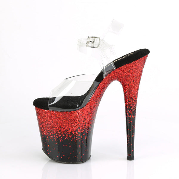 FLAMINGO-808SS Plateau Sandaletten Rot Schwarz Glitzer von Pleaser – Ansicht 3