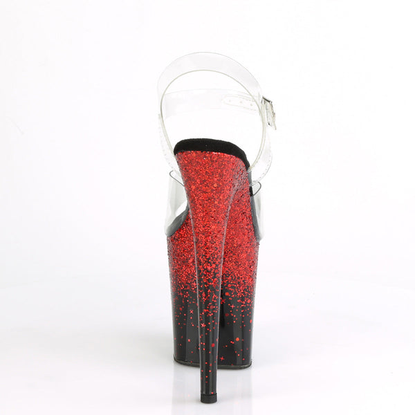 FLAMINGO-808SS Plateau Sandaletten Rot Schwarz Glitzer von Pleaser – Ansicht 4