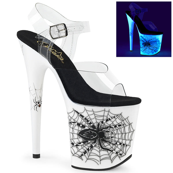 FLAMINGO-808SW Plateau Sandaletten Neon Weiß Spinne von Pleaser