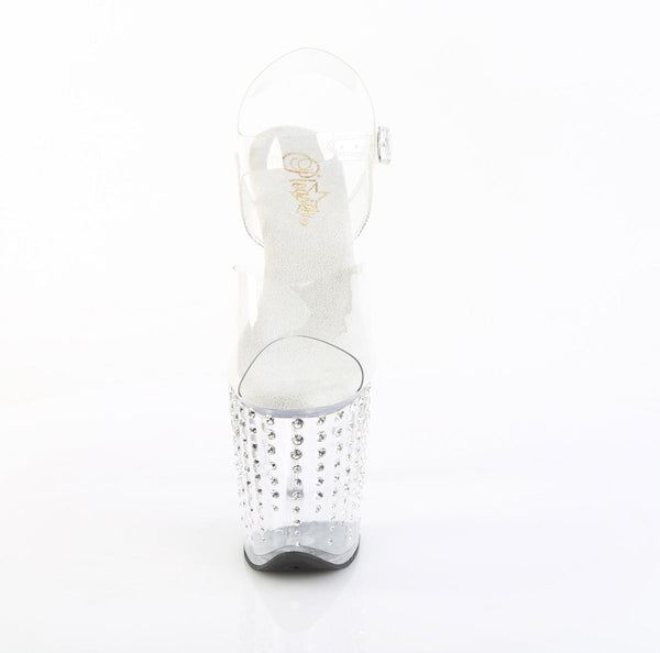 FLAMINGO-808TDRS Plateau Sandaletten Transparent Strass von Pleaser – Ansicht 2