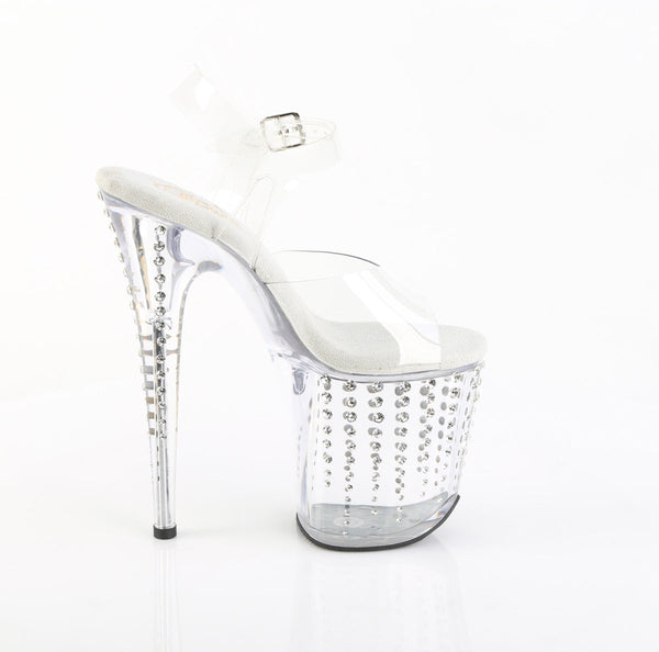 FLAMINGO-808TDRS Plateau Sandaletten Transparent Strass von Pleaser – Ansicht 5