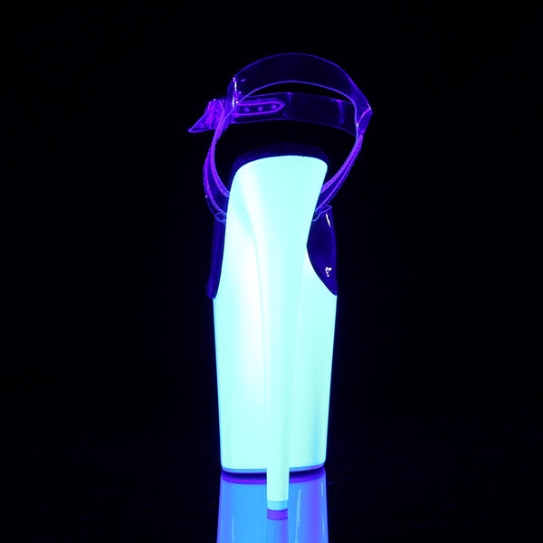 FLAMINGO-808UV Plateau Sandaletten Weiß UV Schwarzlicht von Pleaser – Ansicht 4