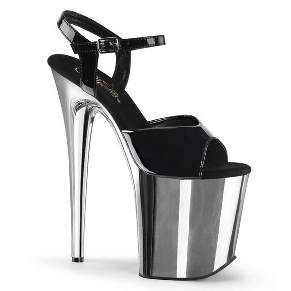 FLAMINGO-809 Plateau Sandaletten Schwarz/Chrom von Pleaser