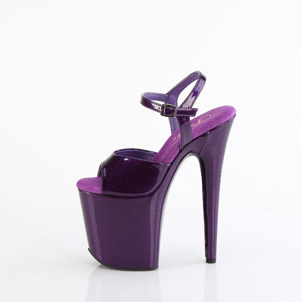 FLAMINGO-809GP Plateau Sandaletten Lila Shiny Flakes von Pleaser – Ansicht 3