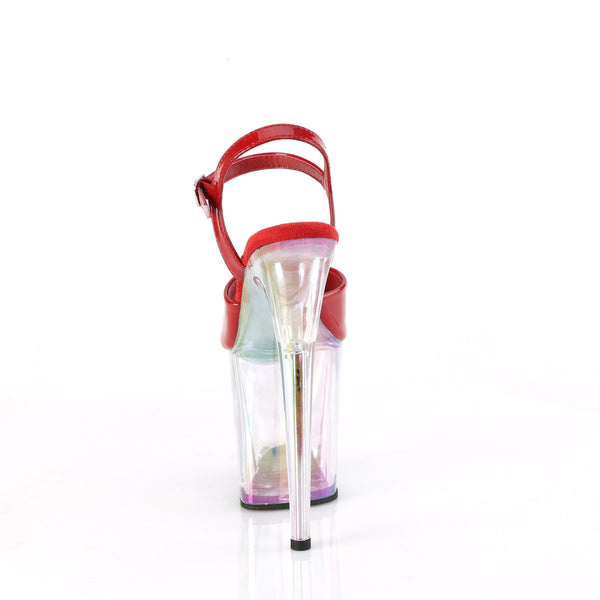FLAMINGO-809HT Plateau Sandaletten Rot/Transparent Holografisch von Pleaser – Ansicht 4