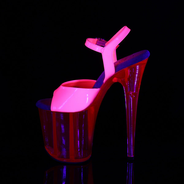FLAMINGO-809UVT Plateau Sandaletten Neon Pink UV von Pleaser – Ansicht 3