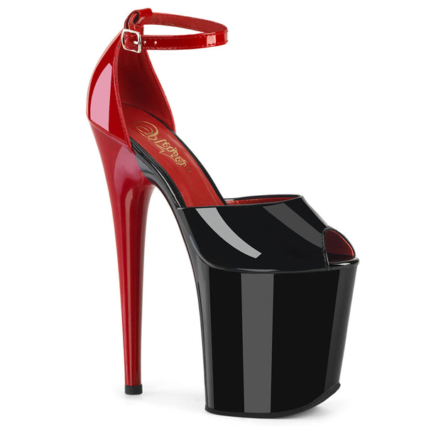 FLAMINGO-868 Plateau Sandaletten Schwarz-Rot von Pleaser