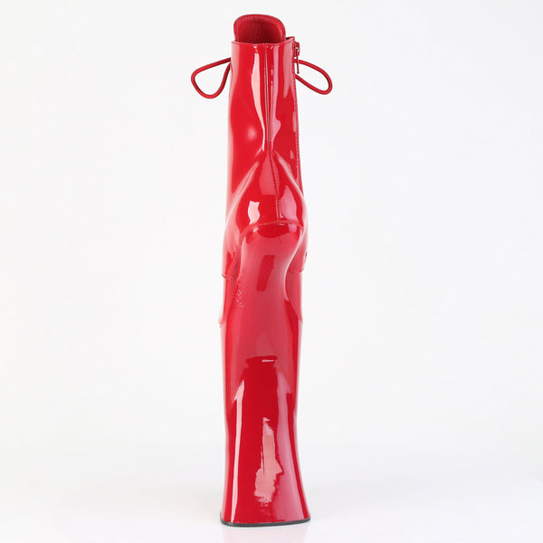 FORBIDDEN-1020 Plateau Pony Stiefeletten - Rot Lack von Pleaser – Ansicht 4