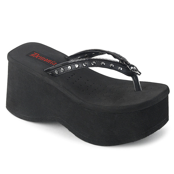 FUNN-33 Plateau Pantoletten Flip-Flop schwarz von DemoniaCult
