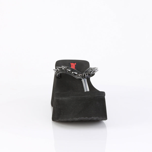 FUNN-35 Plateau Pantoletten - Schwarz Velour von DemoniaCult – Ansicht 2
