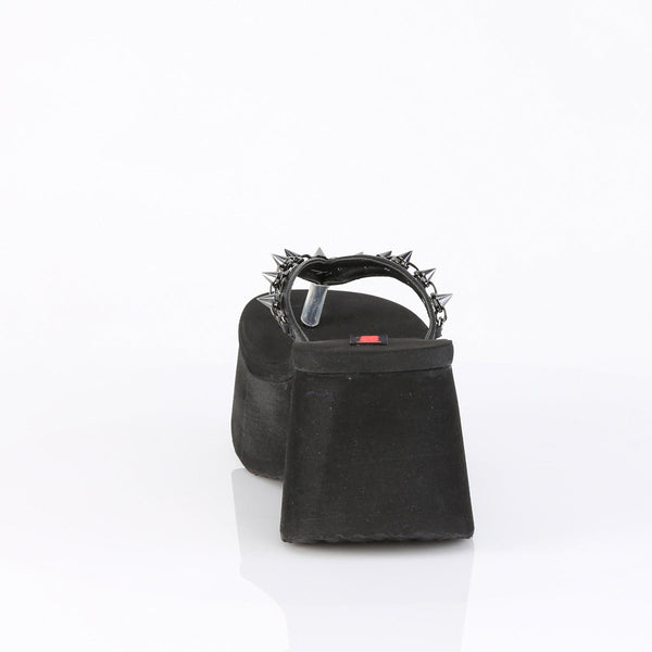 FUNN-35 Plateau Pantoletten - Schwarz Velour von DemoniaCult – Ansicht 4