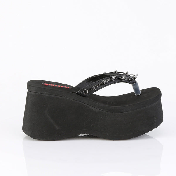 FUNN-35 Plateau Pantoletten - Schwarz Velour von DemoniaCult – Ansicht 5