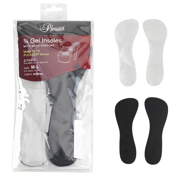 GI-001ML 3/4 Gel Einlegesohle Schwarz und Grau EUR 39 - EUR 44 von Pleaser