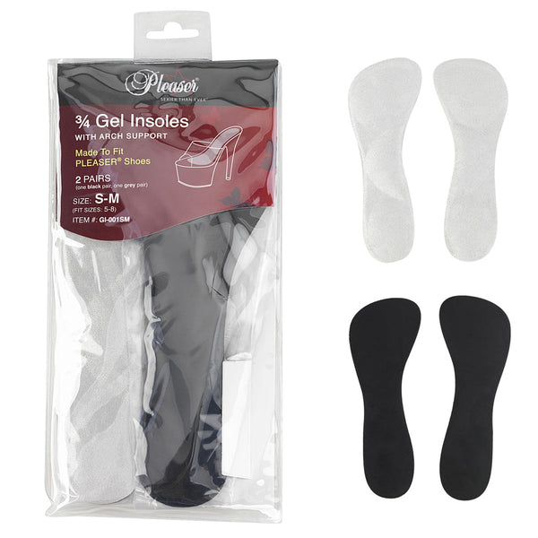 Gel-Einlegesohlen Grau/Schwarz 35-38 & 39-44 (2 Paar) von Pleaser