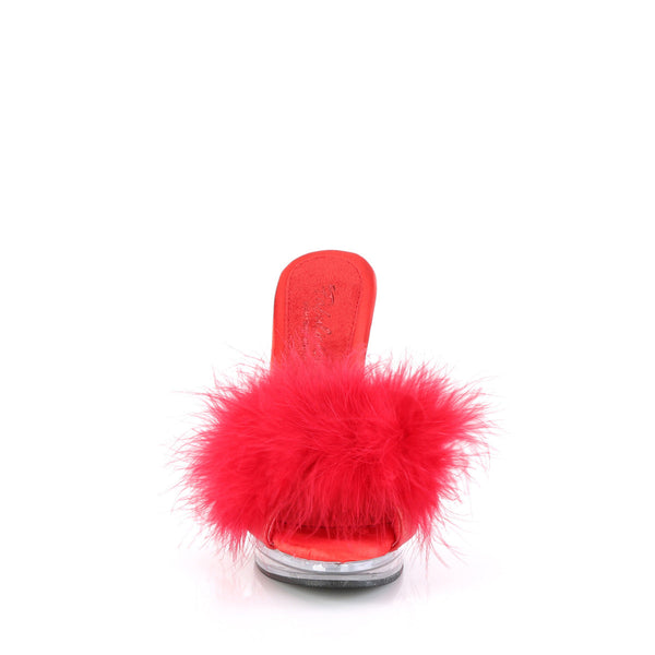 GLORY-501F-8 Marabu Pantoletten - Rot/Transparent von Fabulicious – Ansicht 2