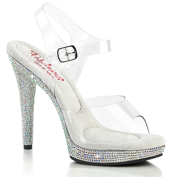 GLORY-508DM High Heels Sandaletten - Transparent/Silber von Fabulicious High Heels
