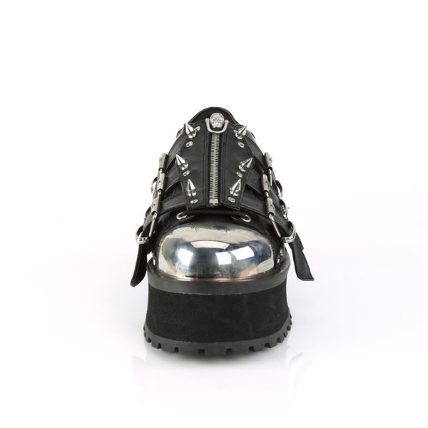 GRAVEDIGGER-03 Plateau Schuh schwarz Schnallen und Nieten Gothic von DemoniaCult – Ansicht 2