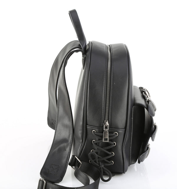 HB-675 Rucksack mit Herzdetails Schwarz von DemoniaCult – Ansicht 5