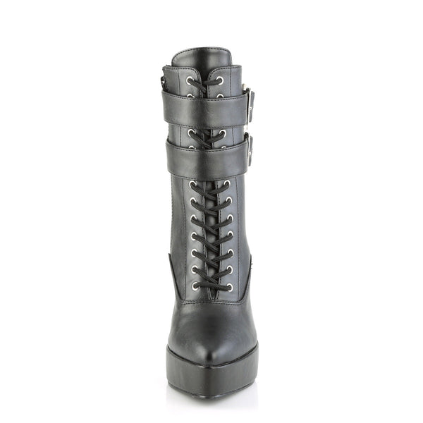 INDULGE-1026 Plateau Stiefeletten Schwarz Matt von Devious – Ansicht 2