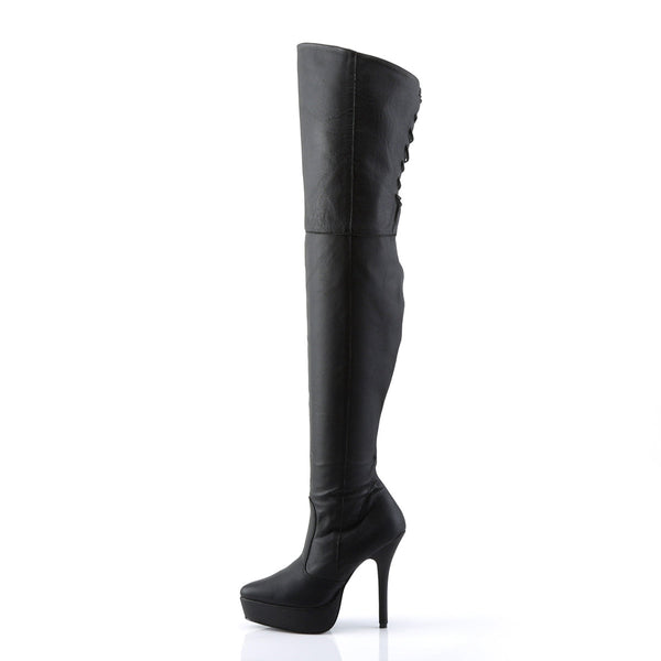 INDULGE-3011 Plateau Overknee Stiefel Schwarz von Devious – Ansicht 3