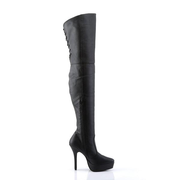 INDULGE-3011 Plateau Overknee Stiefel Schwarz von Devious – Ansicht 5