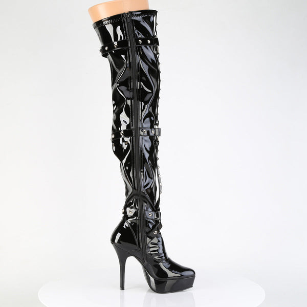 INDULGE-3026 Plateau Overknee Stiefel - Schwarz Lack von Devious – Ansicht 5