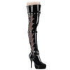 INDULGE-3026 Plateau Overknee Stiefel - Schwarz Lack von Devious
