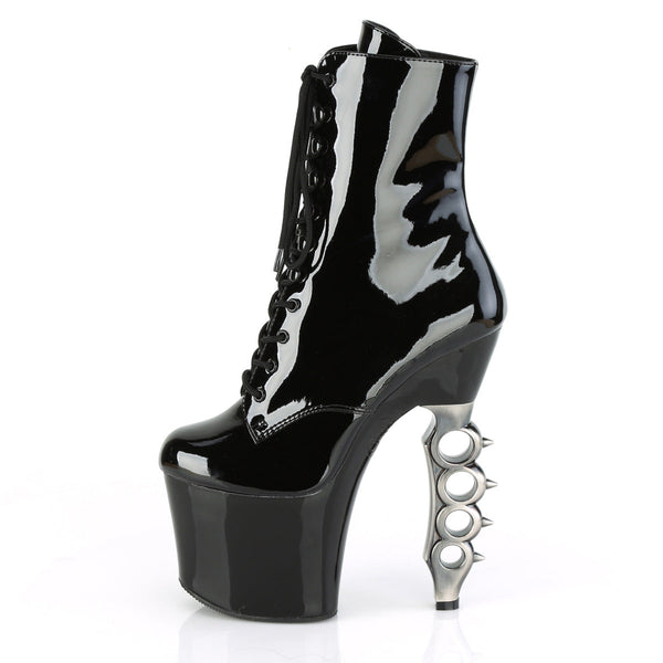 IRONGRIP-1020 Plateau Stiefeletten Lack Silber/Schwarz von Pleaser – Ansicht 3