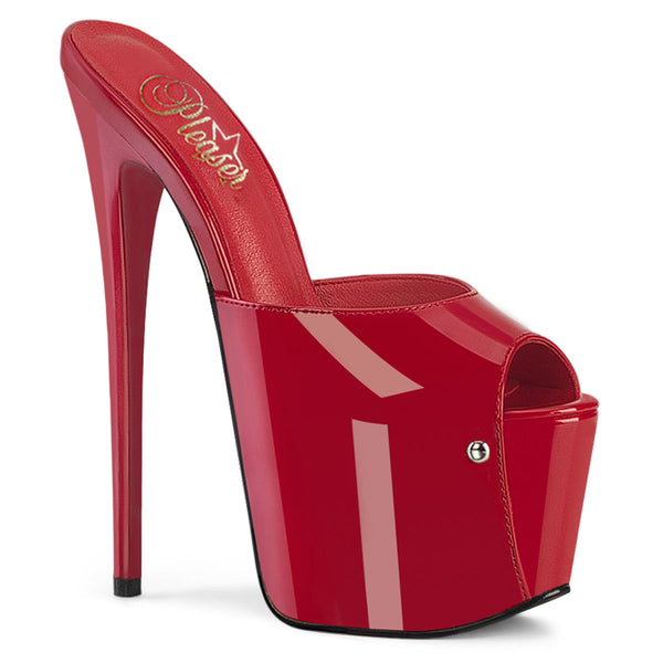 JUBILANT-01 Plateau Peeptoe Pantoletten - Rot Lack von Pleaser