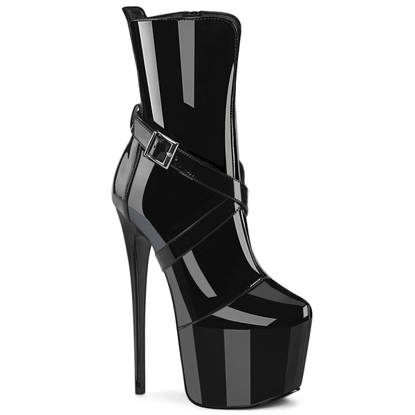 JUBILANT-1011 Plateau Stiefeletten Schwarz Lack von Pleaser