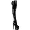 JUBILANT-3006 Plateau Overkneestiefel Schwarz Lack von Pleaser