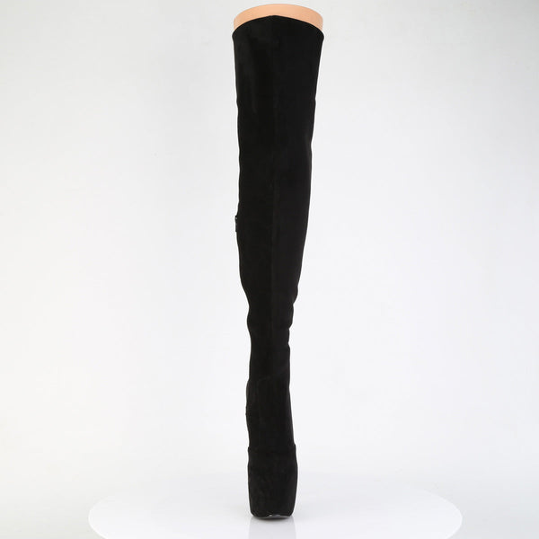 JUBILANT-3007 FS Plateau Overkneestiefel Schwarz Velour von Pleaser – Ansicht 2
