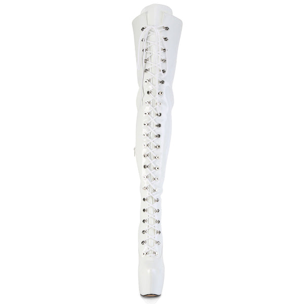 JUBILANT-4012 Overkneestiefel Plateauschuhe Weiß von Pleaser – Ansicht 2
