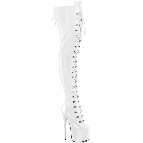JUBILANT-4012 Overkneestiefel Plateauschuhe Weiß von Pleaser