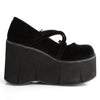 KERA-10 Plateau Schuh schwarz samt Fledermaus Schnallen Mary Janes von DemoniaCult – Ansicht 5