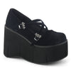 KERA-10 Plateau Schuh schwarz samt Fledermaus Schnallen Mary Janes von DemoniaCult
