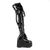 KERA-303 Plateau Overknee Stiefel schwarz Lack Schnürung Schleifen | DemoniaCult