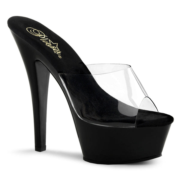 KISS-201 Plateau Pantoletten Transparent/Schwarz von Pleaser