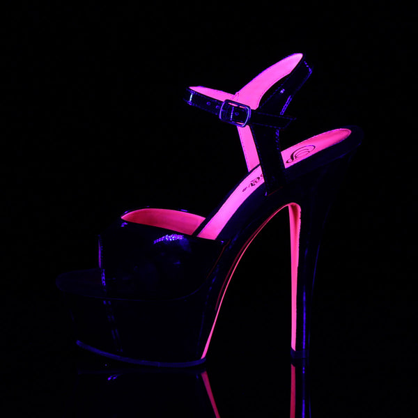 KISS-209TT Plateau Sandaletten Lack Schwarz Pink UV von Pleaser – Ansicht 3
