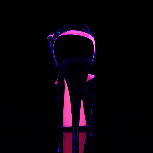 KISS-209TT Plateau Sandaletten Lack Schwarz Pink UV von Pleaser – Ansicht 4