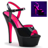 KISS-209TT Plateau Sandaletten Lack Schwarz Pink UV von Pleaser