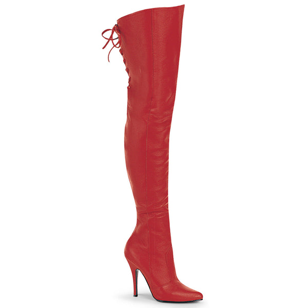 LEGEND-8899 Overknee Stiefel Rot Echtleder von Pleaser